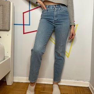 Mid Wash Cigarette High Waisted Jeans